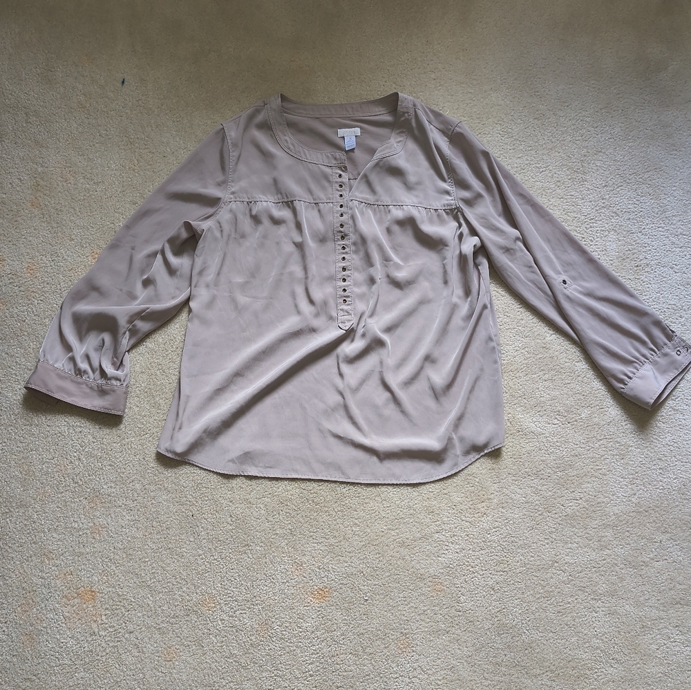 Chico's Beige Long Sleeve Blouse